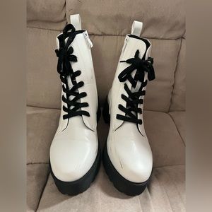 White/Black combat boots